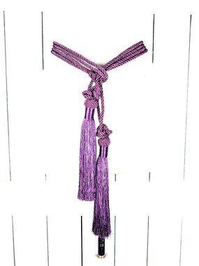 Purple double braided rope silky tassel chord tie belt